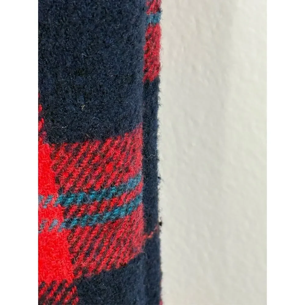 Entro Plaid Sherpa Lined Vest Small Full Cabincore Preppy